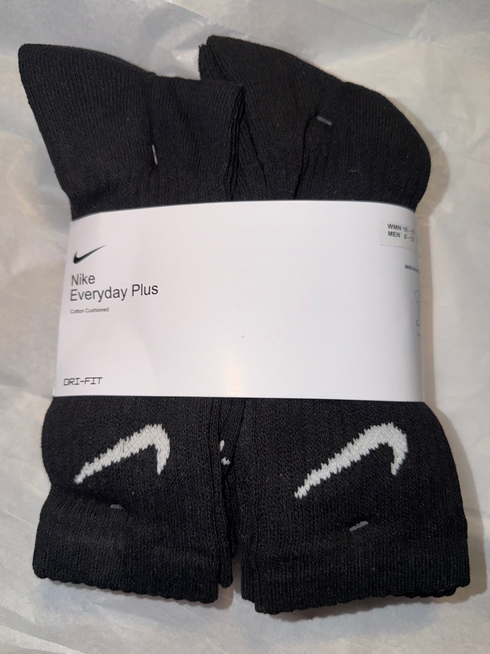 6 Pair of Nike Everyday Plus Cotton Cushioned Dri-Fit Socks NWT Men or Women